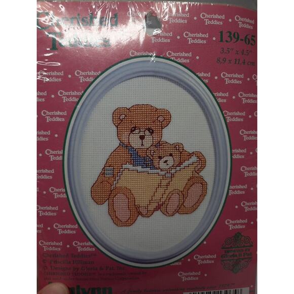 Vintage Janlynn Cherished Teddies Cross Stitch Kit with Frame 3.5x4.5 - Picture 2 of 6